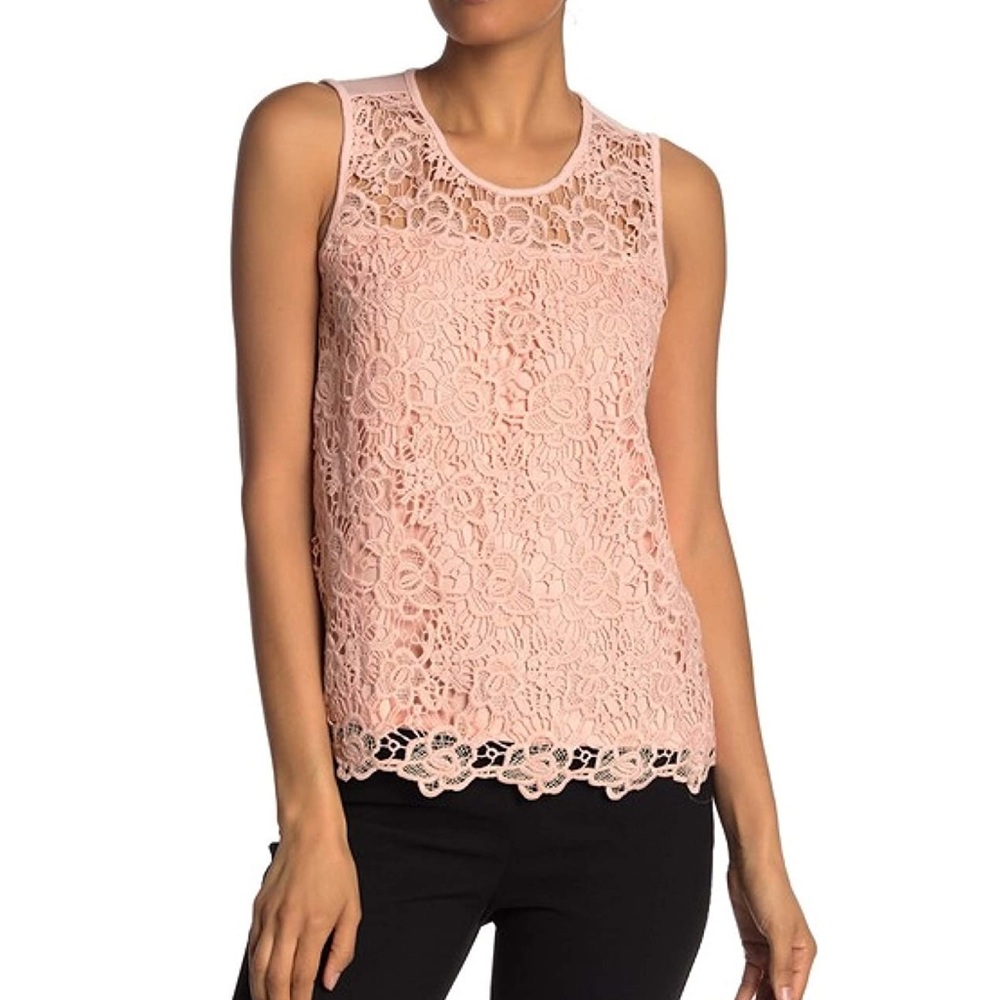 Nanette Lepore Women’s Pale Pink Sleeveless Lace Blouse Size Small NWT